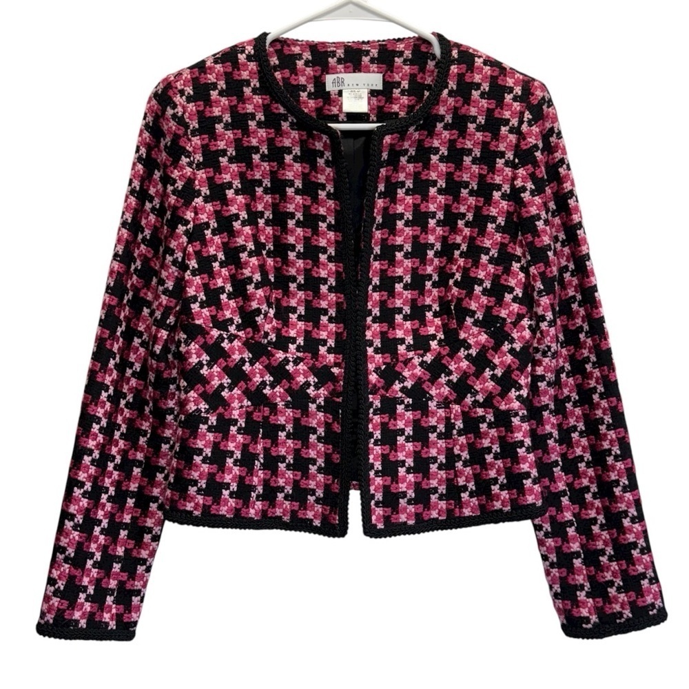 ABR New York Vibrant Pink and Black Checkered Blazer. Size 4P
